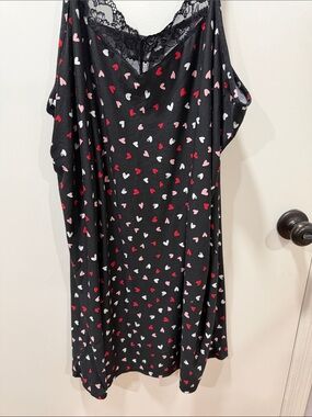 Black Mini Dress with Red & Pink Heart Print